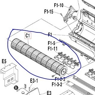 BARU Cross Flow Fan Blower Indoor AC Daikin 2 PK Thailand FTC50NV14 Diameter 9.5 x 86 cm 95 x 860 mm