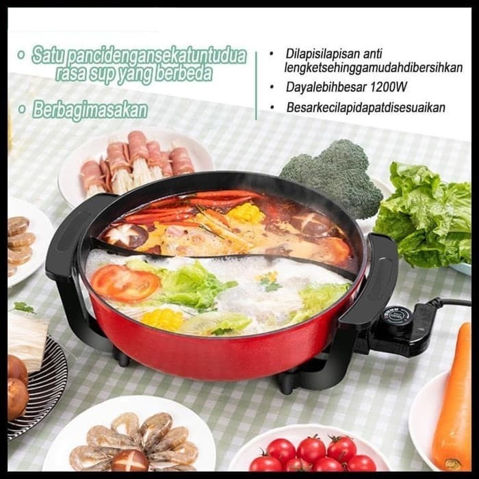 HOT POT DUAL PANCI SUKI LISTRIK PANCI SEKAT ELEKTRIK SHABU PORTABLE