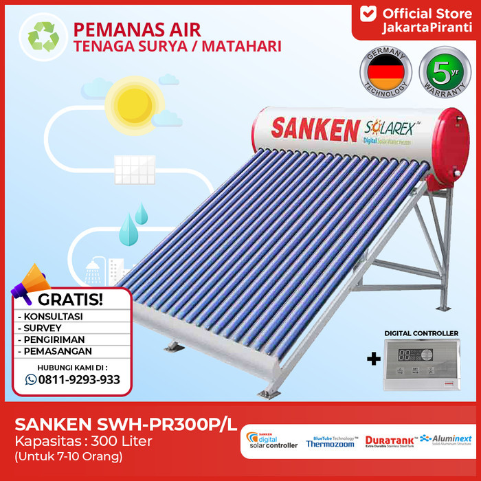 Pemanas Air Tenaga Surya Sanken SWH-PR300L 300 Liter dengan Blue Tube Thermozoom