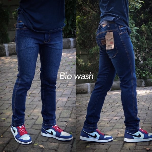 Celana Jeans Pensil Skinny Slimfit Blackwash Pria Celana Jeans Pria Wrangler Skinny Slim Fit Model