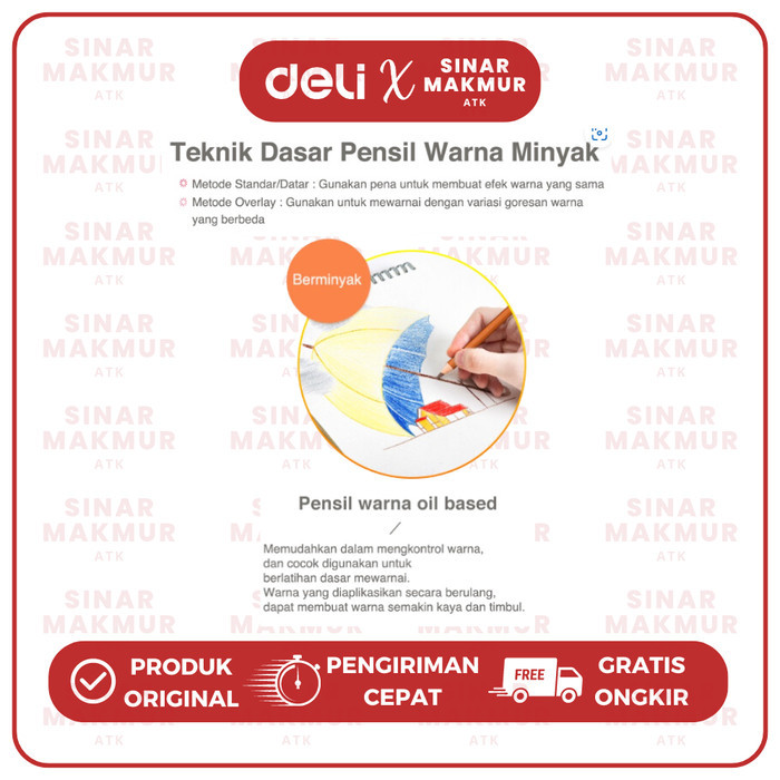 

SALE TERLARIS HIGH-GRADE OIL PENCIL COLOR/PENSIL WARNA 48 WARNA DELI 6567 (SET) READYY