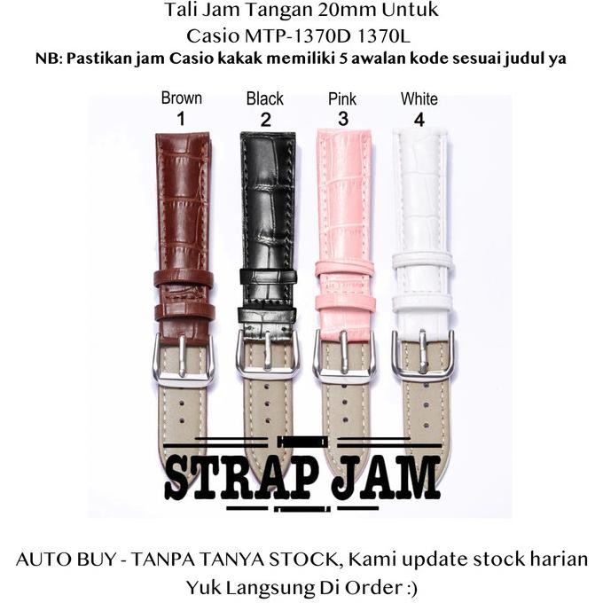 BEBAS ONGKIR - Crocodile 20mm Strap Casio MTP-1370D 1370L - Tali Jam Tangan Kulit