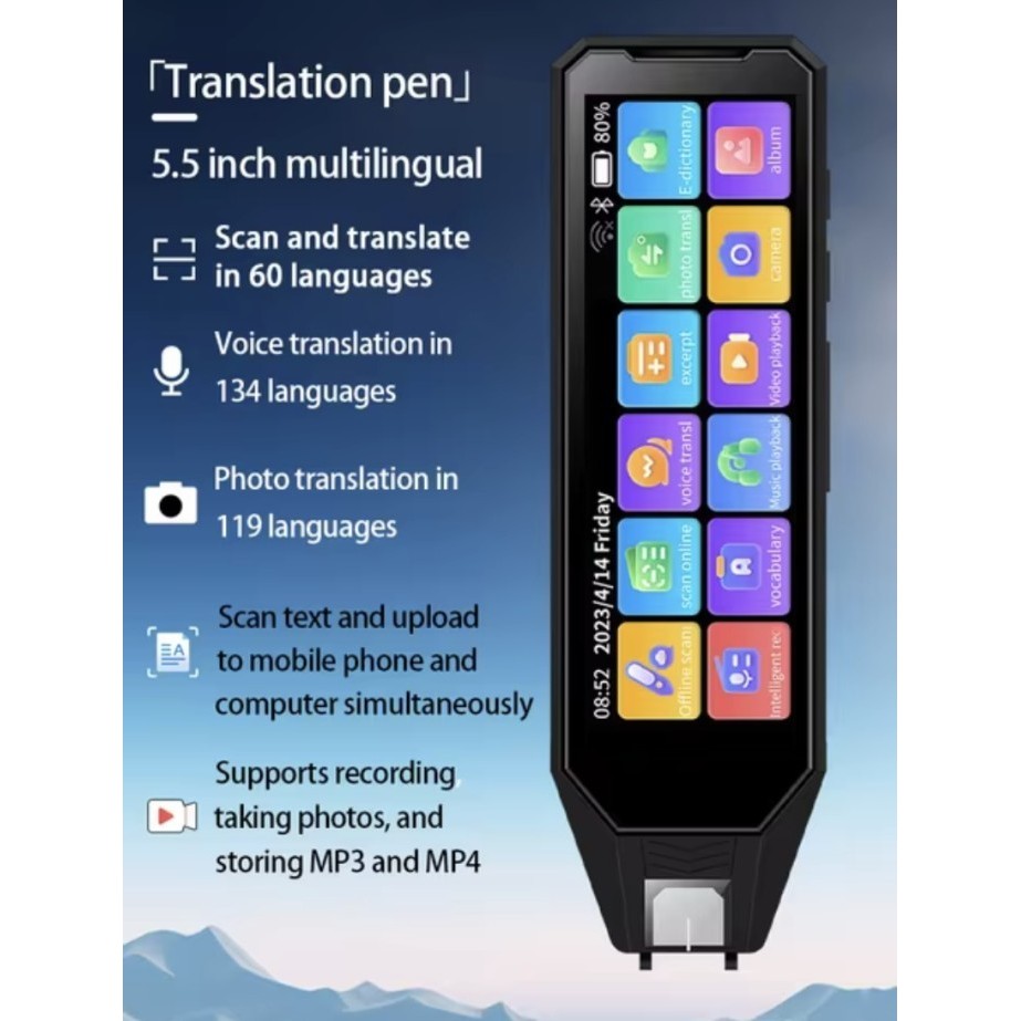 

MUBM MD09 Translation Pen 135 Languages Support Scan Foto Voice Translation 16GB Alat Penerjemah