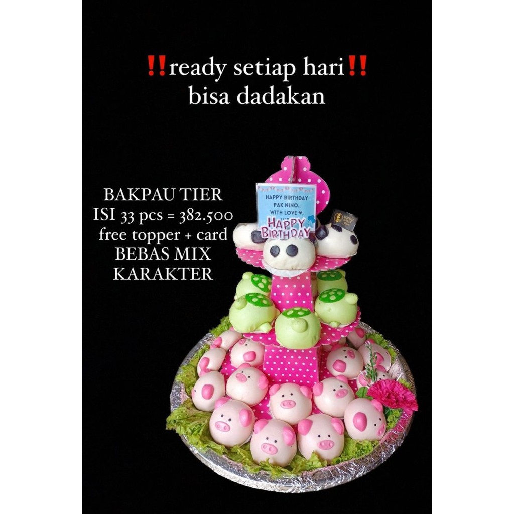 

Bakpao Tier Isi 33 Pcs - Free Topper Dan Card - Ready Setiap Hari
