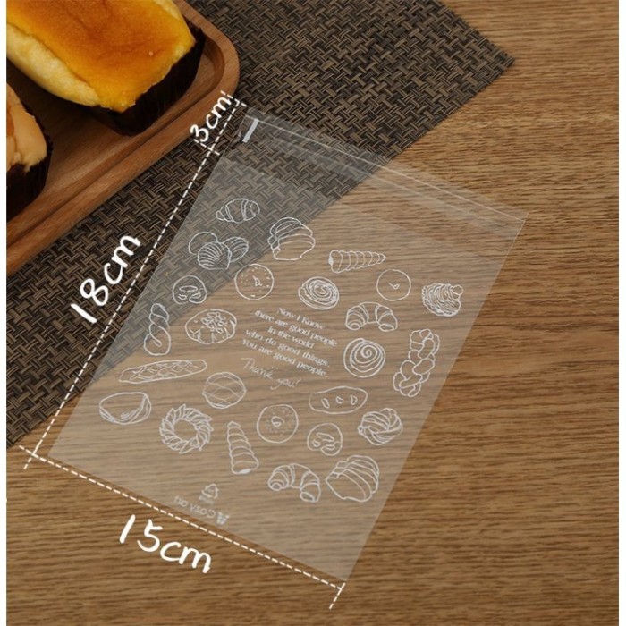 100Pcs Plastik Roti Opp Plastik Roti Motif Tebal Plastik Donat Kue