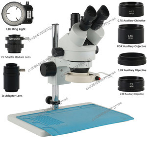 

LabTestKit 7-45x Triocular Stereoscopic Microscope 0.5X/0.7X/1X/2X Auxiliary Objective Portable Laboratory Microscope