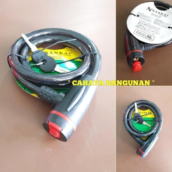 TERMURAH KUNCI RANTAI PENGAMAN SELING SLING BAJA GEMBOK SEPEDA MOTOR NANKAI