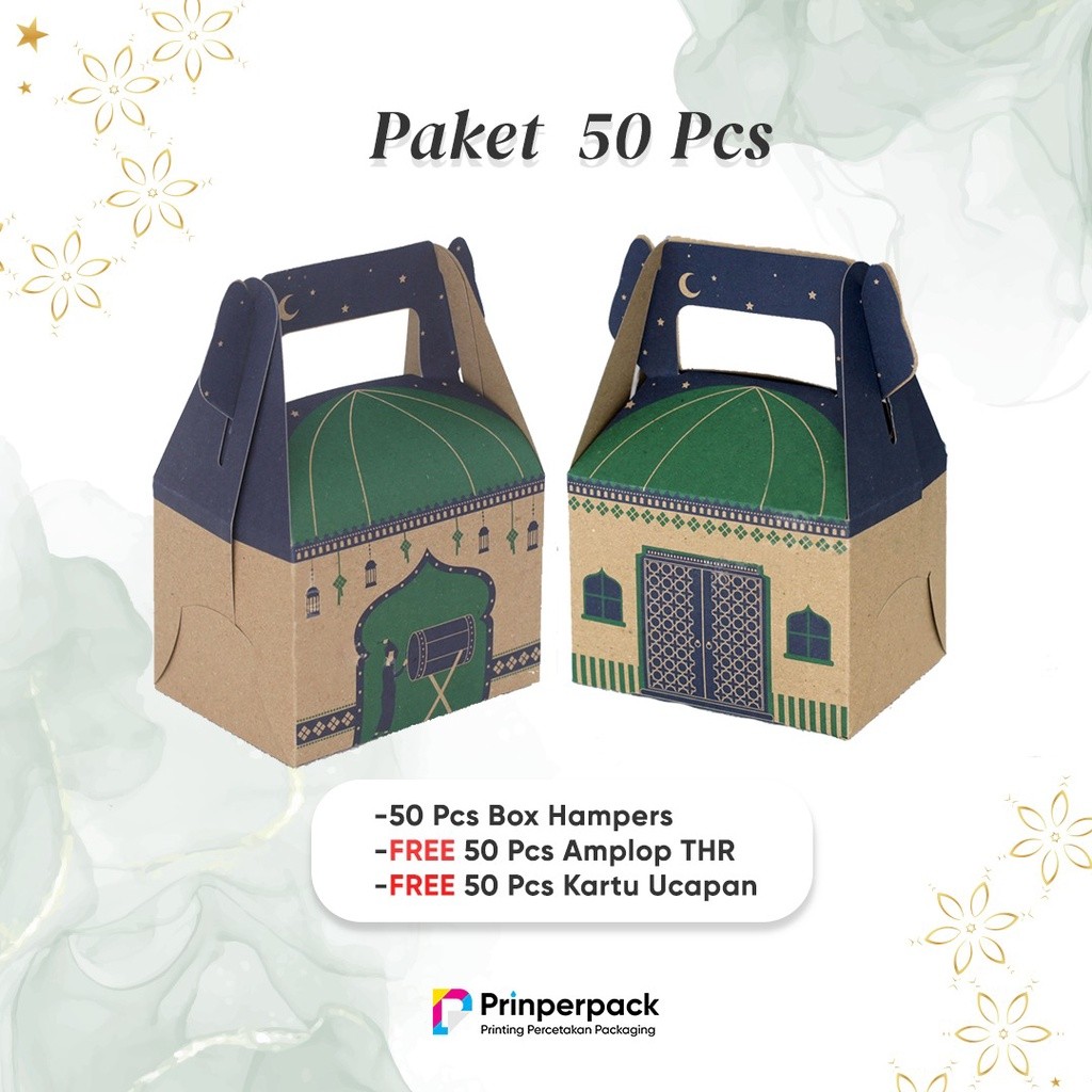 

Gable Box Lebaran Isi 50 Pcs / Box Hampers Idul Fitri / Parcel Hari Raya Prinperpack (Paket 50Pcs)