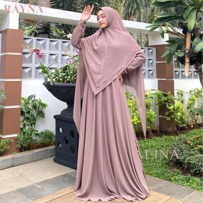 Murah Gamis Syari Set Khimar Premium Rayna Ori. Baju Muslim Wanita. Kado Non COD