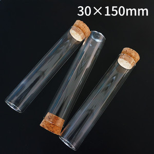 

LabTestKit 5pcs/set 30x150mm Unique Transparent Lab Glass Test Tube With Cork Stoppers Flat Bottom Labware Supplies Brand New