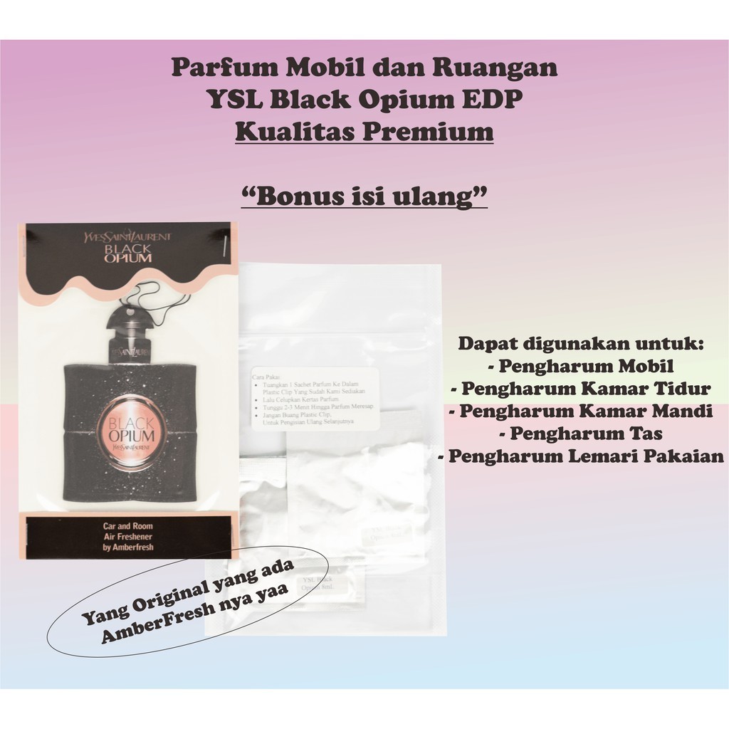 Parfum Mobil dan Ruangan Black Opium - Kualitas Premium (Bonus isi ulang)