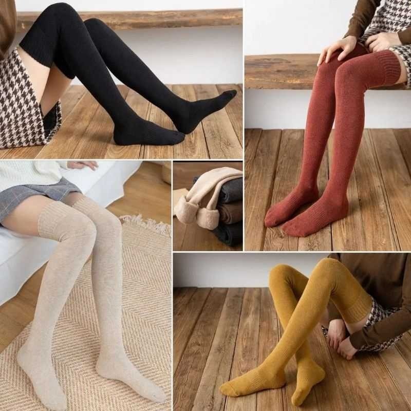 Kaos Kaki Tinggi Thermal Sepaha Stocking Winter Tebal Long Socks For Woman Kaus Kaki Panjang Wanita