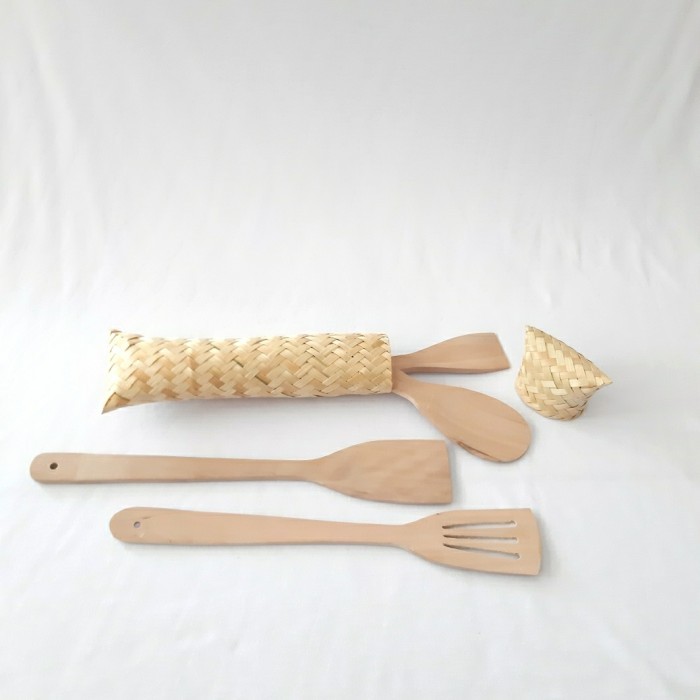 Set Alat Masak Kayu Pinus / Spatula, Sutil, Centong, Solet