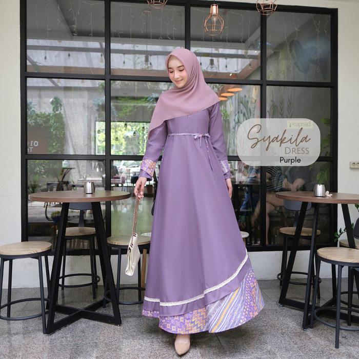 Murah KUPNAD Gamis Katun Toyobo Batik - Syakila Dress Purple Non COD