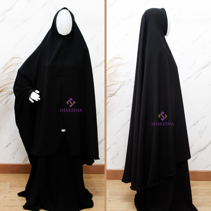 Murah Gamis set Jet black free cadar bandana Non COD