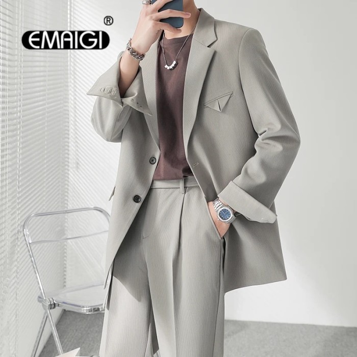 AppleDezign Blazer Men Loose Casual Blazer Coat Korean Streetwear Brand Fashion