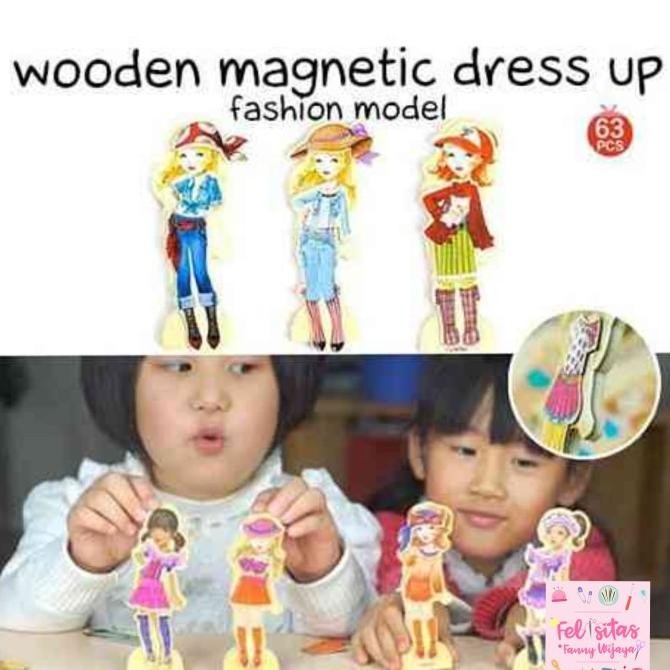 

Promo Wooden Magnetic Dress Up fashion model COD