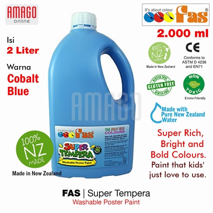 

FAS - SUPER TEMPERA - POSTER PAINT - 2 LITERS - COBALT BLUE - 047