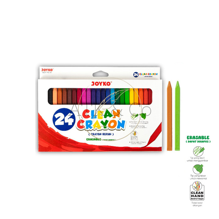 

TERMURAH Clean Crayon 24 Colors Joyko CLCR-AC-24 - Krayon Warna Dapat Dihapus