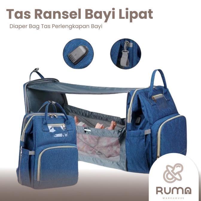 Tas Ransel Kasur Ranjang Lipat Bayi Diaper Bag Tas Perlengkapan Bayi