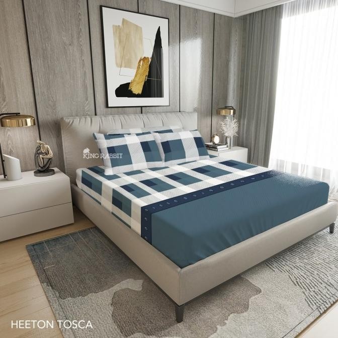 King Rabbit Organic Bamboo Collagen Complete Set  Sprei & Bedcover Motif  Heeton Toska