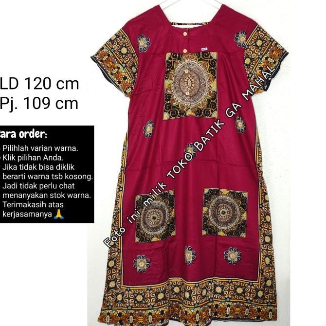 Murah Daster Batik Elok, Kancing 4 Kerah Kotak, Busui, Ld 126 Cm, Adem Murah