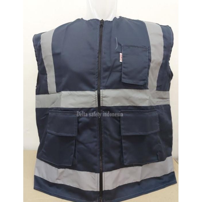 Rompi Safety Bahan Drill Navy Biru Dongker Berkualitas Safety Vest