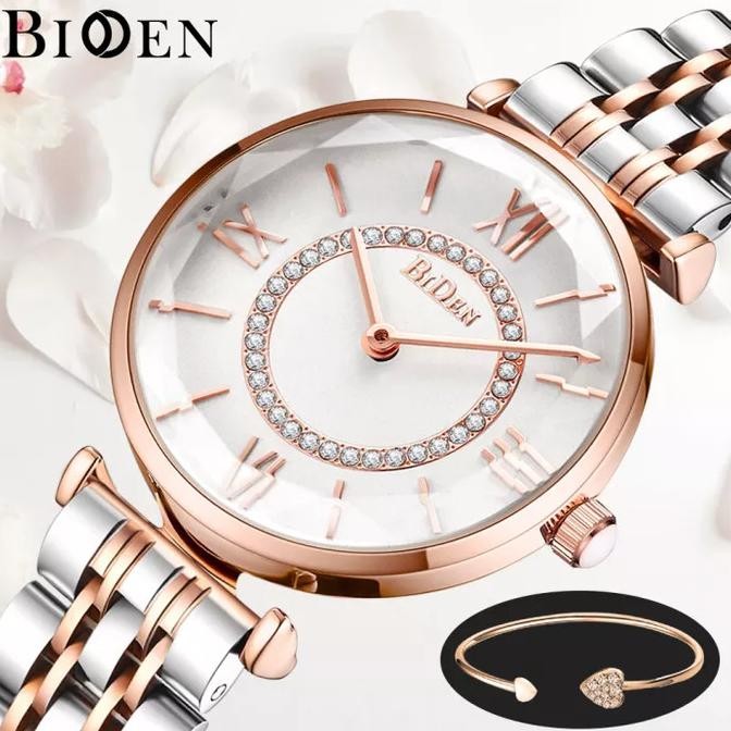 Biden Jam Tangan Wanita Anggun Mode Tali Stainless Steel Tahan Air Jam
