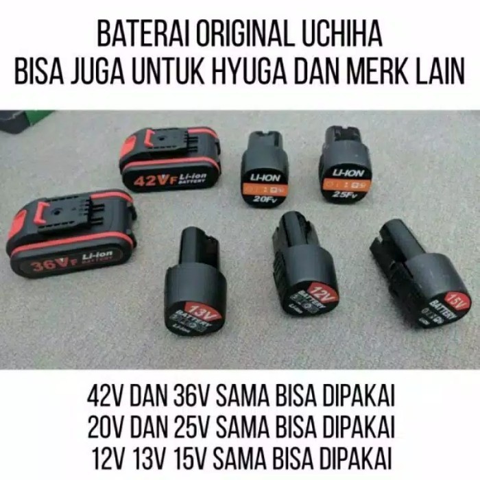 Termurah baterai bor cordless potong rumput dll uchiha hyuga 42v 36v 15v 13v 12