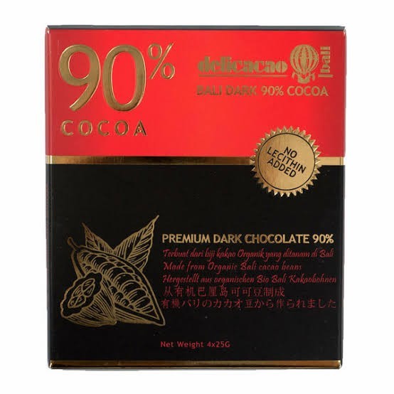 

delicacao bali premium dark chocolate 90% (4x25gr) coklat premium