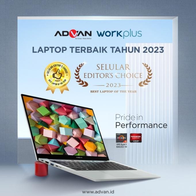 Advan Laptop Workplus Amd Ryzen 5 6600H 14'' Fhd Ips 16Gb 512Gb Win 11