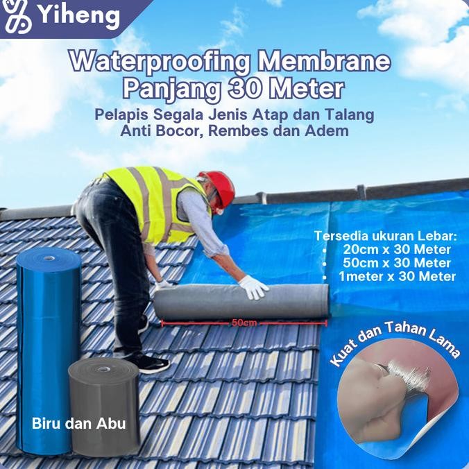 

SELF ADHESIVES WATERPROOF ROOF LEAK STICKER MEMBRANE STICKER LAKBAN PLASTIK ANTI BOCOR TAHAN LAMA UNTUK ATAP 30M YH2 ASLI