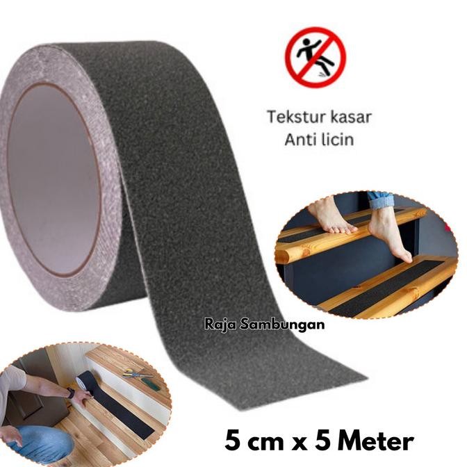 

LAKBAN ANTI SLIP 5 CM X 5 METER HITAM STEP NOSING SAFETY WALK UJUNG PINGGIR SUDUT TANGGA LANTAI UBIN KERAMIK ISOLASI SOLASI ANTI LICIN TERPELESET LEBAR 2 INCH 50 MM ASLI