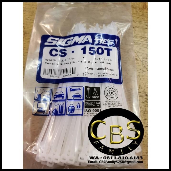 

Kabel Ties / Kabel Tis / Cable Tie Cs 150 T Putih 15 Cm Sigma Cs150T