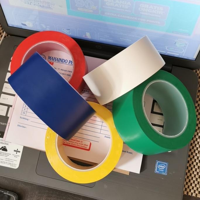

MARKING TAPE LAKBAN LANTAI VINYL FLOOR 48MM X 33M - LEM STIKER TANDA ASLI