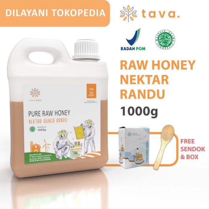 

Madu Murni Tava Nektar Randu 1kg 100% Pure Raw Honey Asli Alami