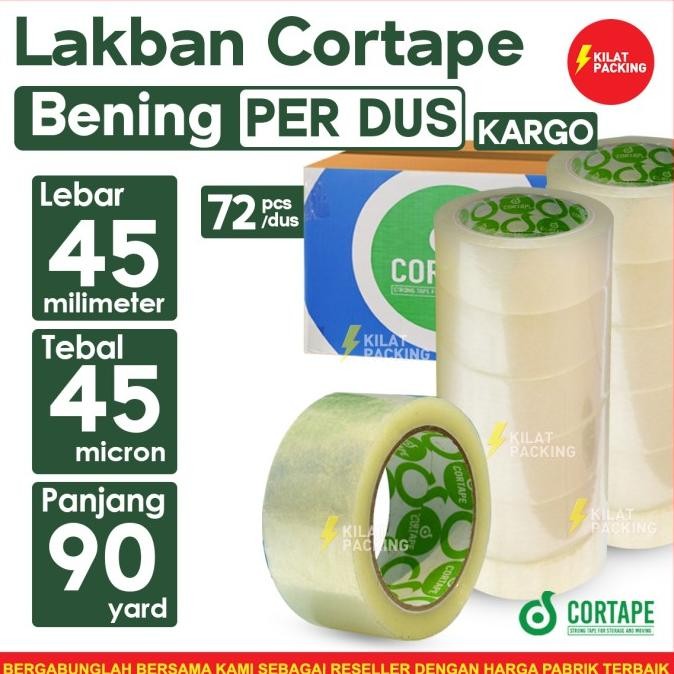 

LAKBAN CORTAPE 2 INCH 45 MM (90 YARD) BENING SPEK DAIMARU 1 DUS ASLI