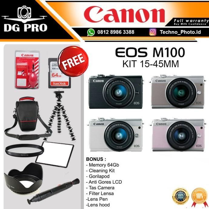 Canon Eos M100 Kit 15-45Mm Paket Bonus - Kamera Canon Mirrorless Promo
