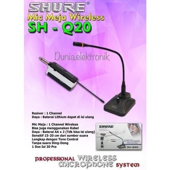 Sale Mic Meja Wireless Shure Sh Q-20 / Mic Podium Tanpa Kabel Shure Sh Q 20