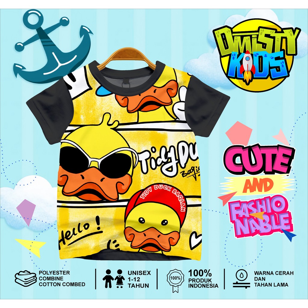 Baju Kaos Atasan Anak Printing 3D - TIDY DUCK