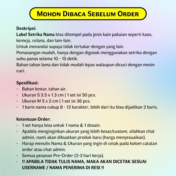 

Masking Tape Label Setrika Pakaian Label Baju Zaskia