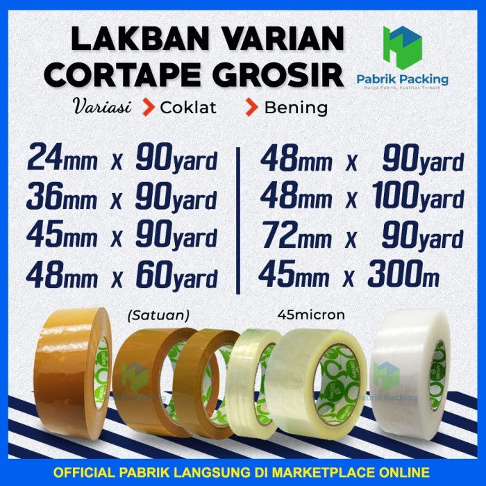 

Sticker Lakban Cortape Setara Daimaru - Ukuran 48Mm X 90Yard Murah 1 Dus