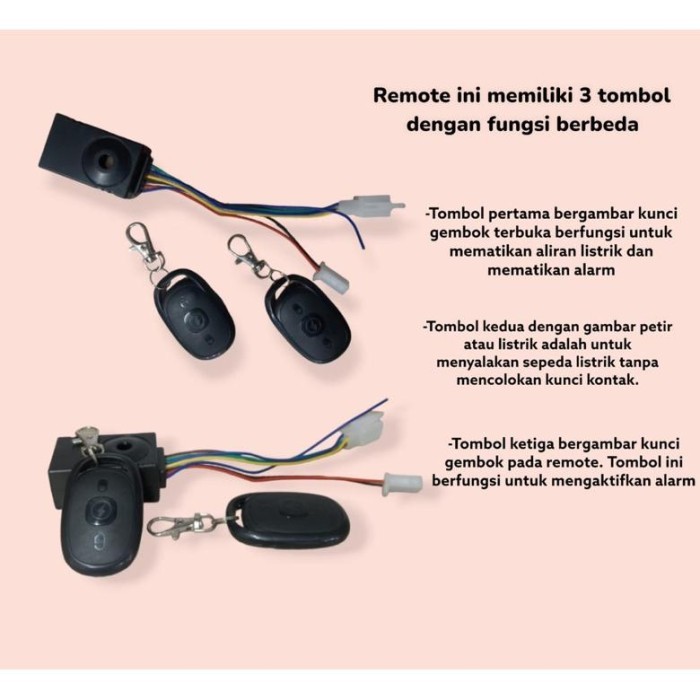 TERBARU Alarm Sepeda Listrik Set Remot Alarm Sepeda Listrik Universal Exotic