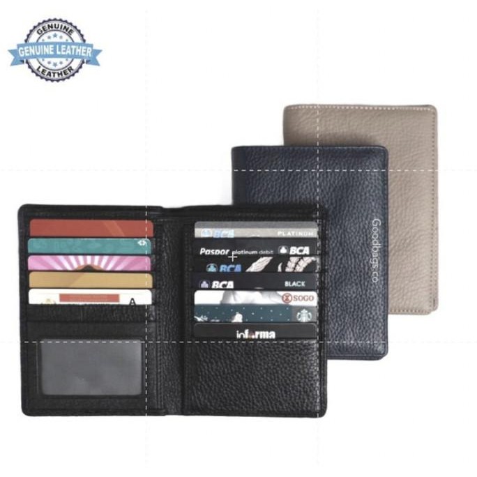 Dompet Kartu Besar Kulit Asli Pria Wanita P014 - Hitam