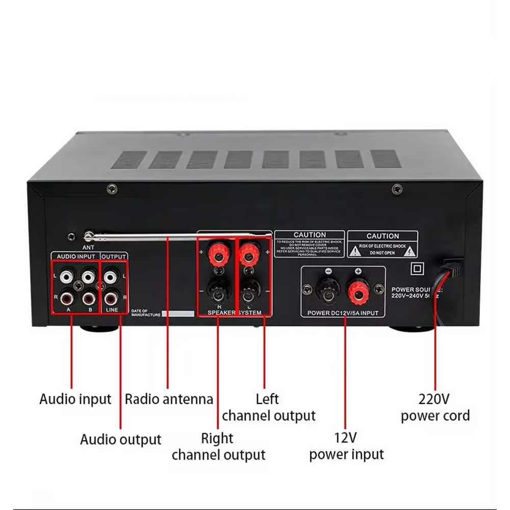 Amplifier Mixer Audio Bluetooth USB Subwoofer Karaoke Hitam