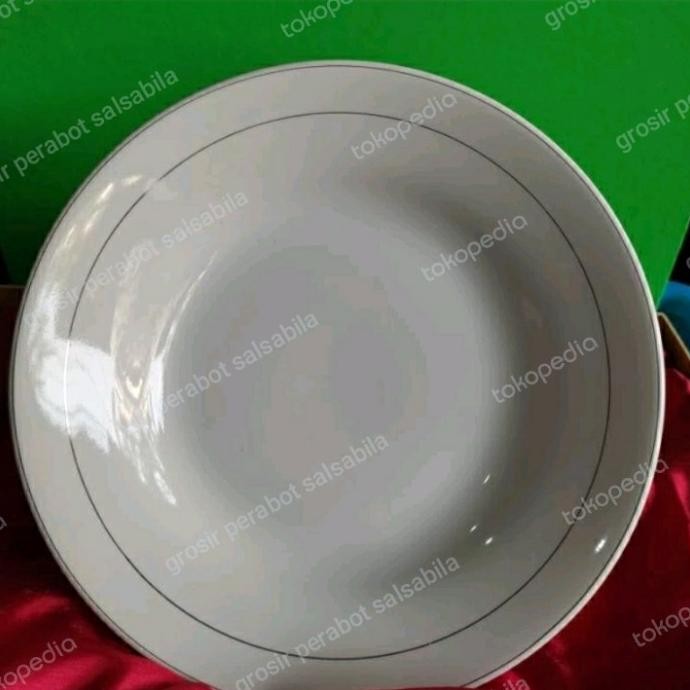 1 lusin piring makan keramik putih lismas 9 dim sunbird H32T