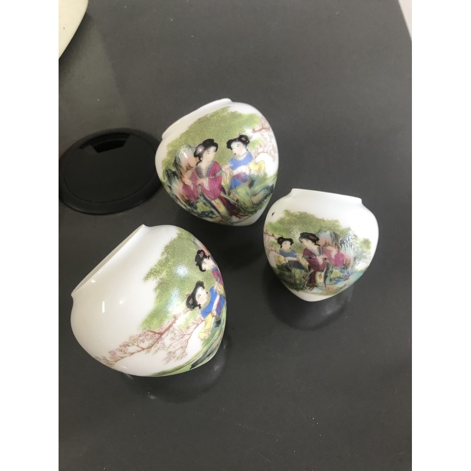 TERBARU CEPUK CUNGKOK KERAMIK TEMPAT MAKANAN BURUNG SET 3