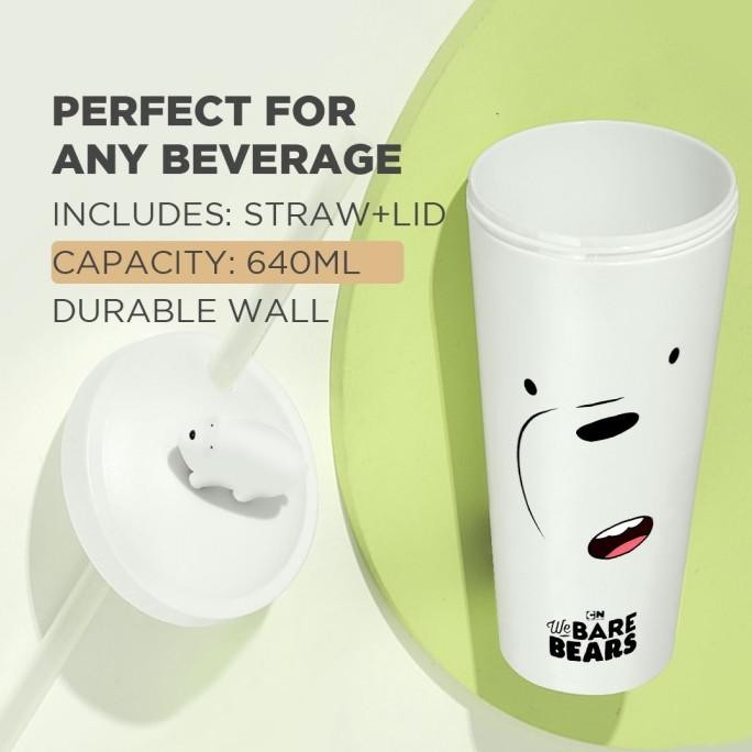 MINISO We Bare Bear Botol Minum Tumbler Tempat Air Minum Sedotan Straw