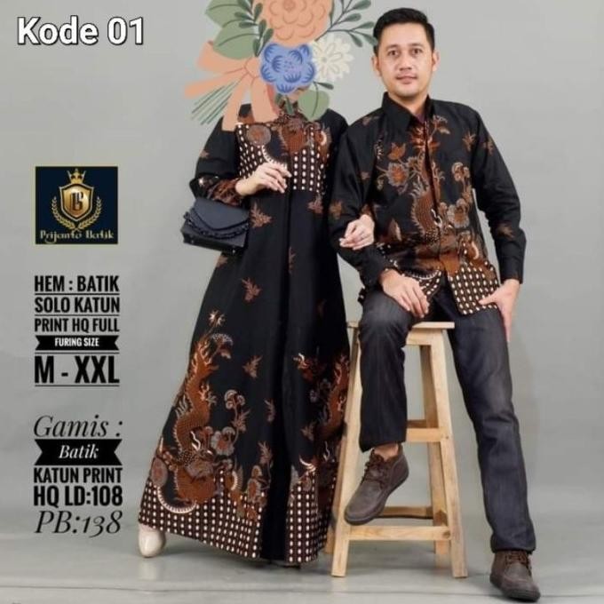 || Best seller  ~`~ Couple Gamis Batik Premium ORI Solo Termurah Terbaru Terlaris Viral Sarimbit Bat