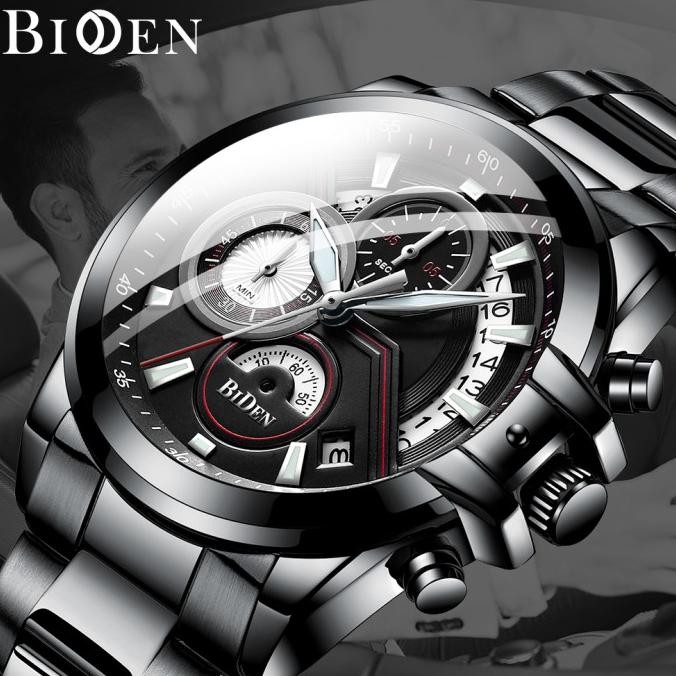 Jam Tangan Biden Pria Fashion Cool Stainlesssteel Sport Bisnis Quartz